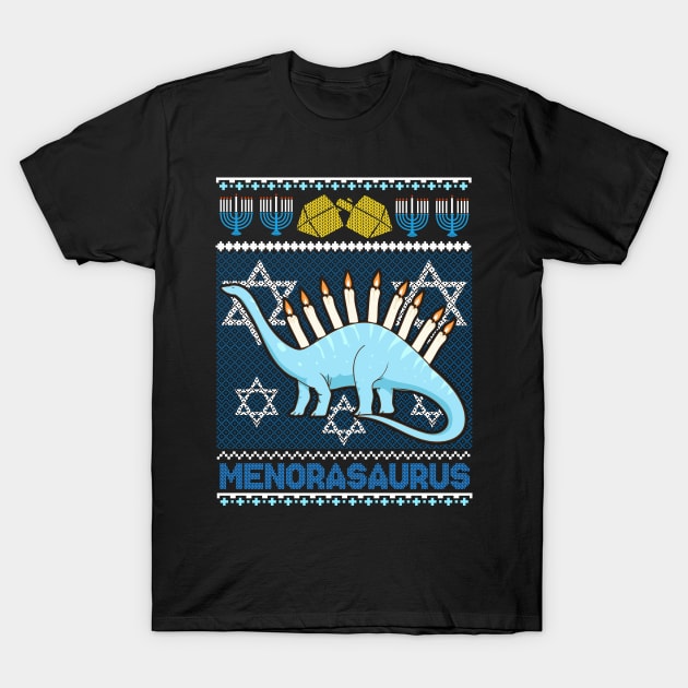 Hanukkah Ugly Christmas Design Menorasaurus Funny Gift T-Shirt T-Shirt by Dr_Squirrel